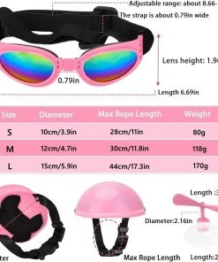 IUOUTG Dog Helmet and Goggles with Cute Propeller Adjustable Puppy Hard Hat and Sunglasse Summer Riding Motorcycle Helmet Dog Goggles Set for Small Medium Dogs - 3