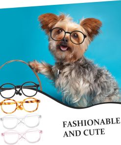Toddmomy 4pcs Cat Cosplay Supplies Retro Dog Sunglasses Decorative Pet Sunglasses Dog Eyewears Dolls Round Sunglasses Pet Dog Glasses Eye Glasses Cat Dog Sunglasses Plastic Small Pet Cute - 4