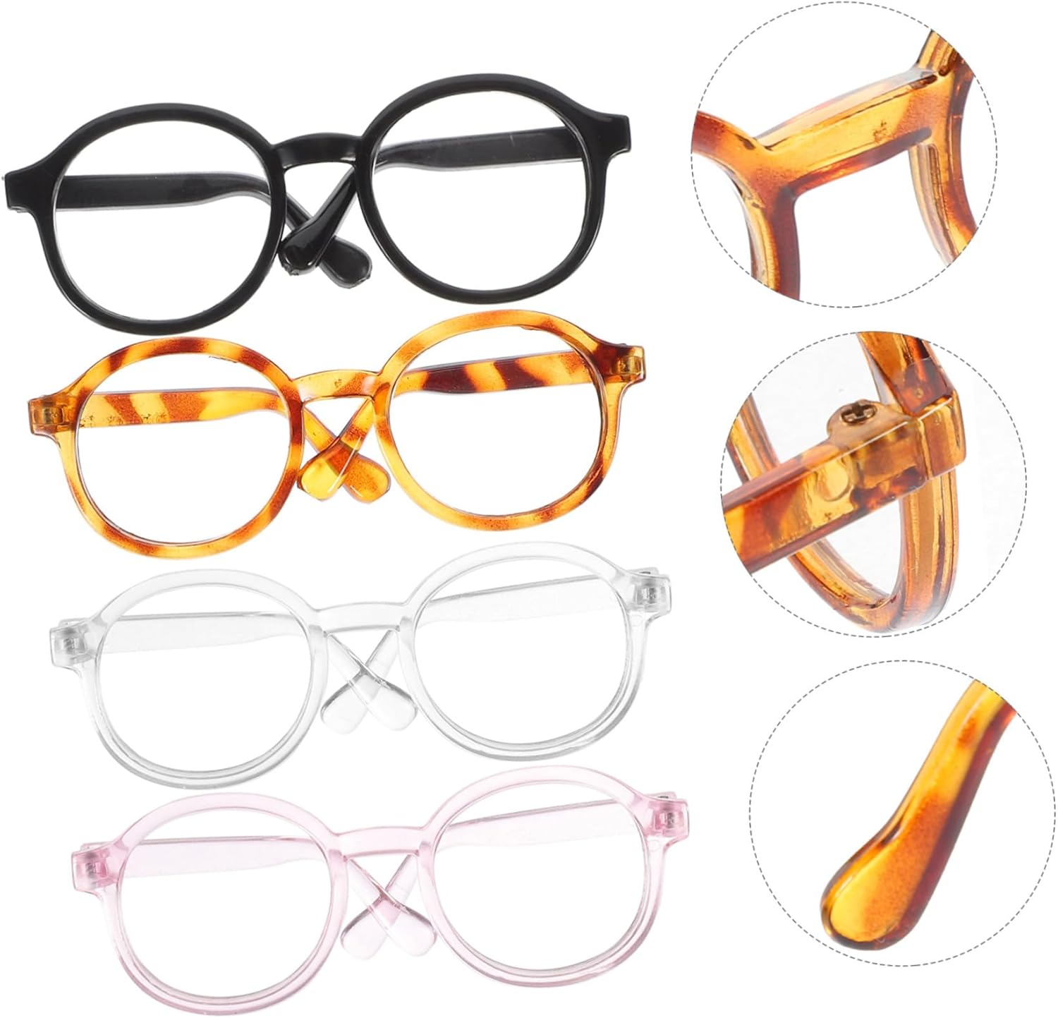 Toddmomy 4pcs Cat Cosplay Supplies Retro Dog Sunglasses Decorative Pet Sunglasses Dog Eyewears Dolls Round Sunglasses Pet Dog Glasses Eye Glasses Cat Dog Sunglasses Plastic Small Pet Cute - 5