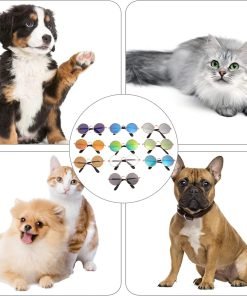 Vintage Accessories Small Pet Dog Costume Sunglasses- 10Pcs Cat Retro Sunglasses Round Metal Puppy Sunglasses Photo Props Eyewear for Cats Small Medium Dogs Summer Dress - 3