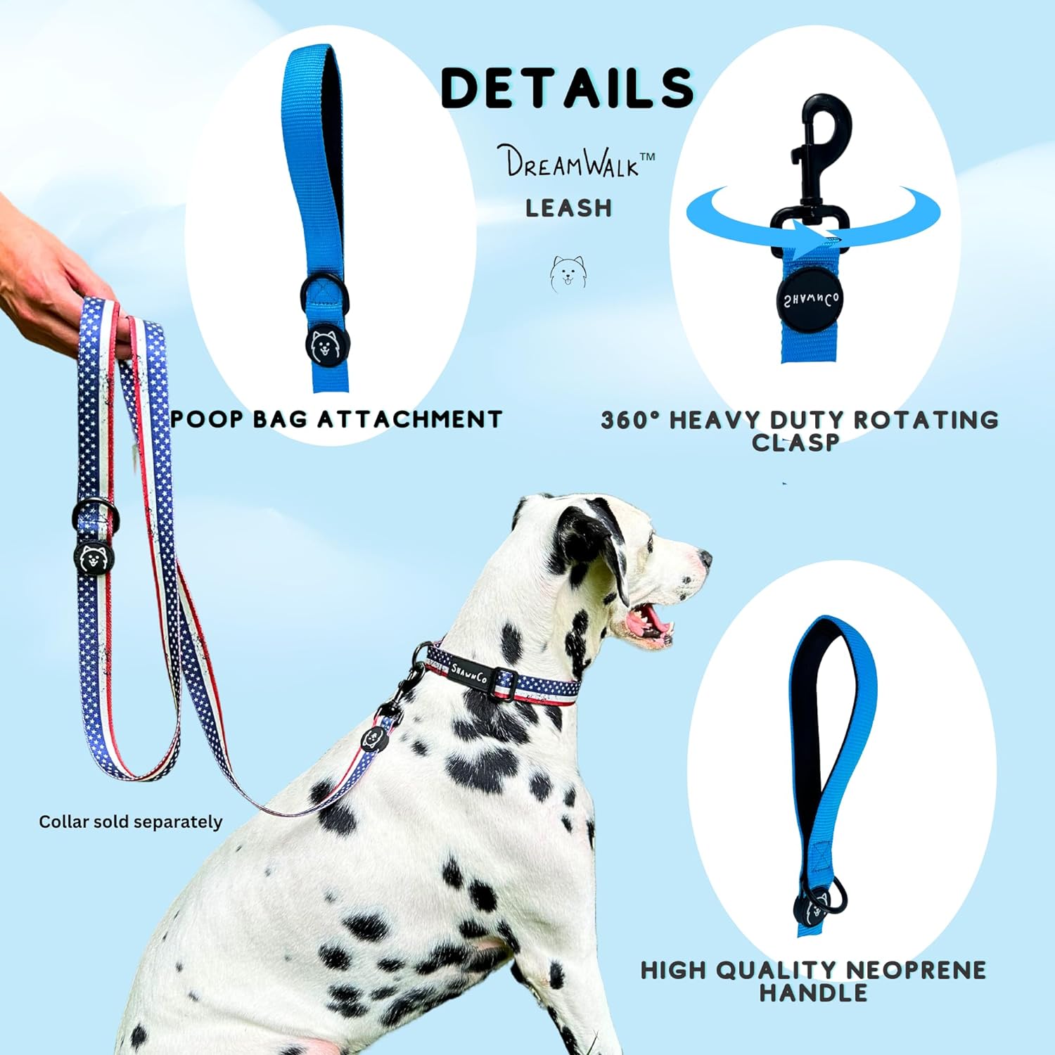 ShawnCo Dream Walk Dog Leash- Premium, Nylon Pet Leash with Soft Neoprene Handle for Small, Medium and Large Dogs - 2 ShawnCo Dream Walk Dog Leash- Premium, Nylon Pet Leash with Soft Neoprene Handle for Small, Medium and Large Dogs - 2