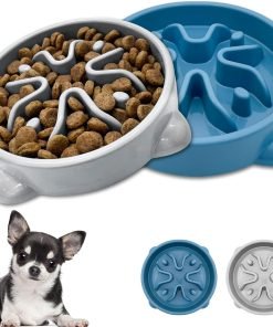 Vannon 2 Pack Slow Feeder Dog Bowls Non Slip Puppy Bowl Durable Dog Puzzle Feeder Bloat Stop Dog Food Bowls for Puppy and Small Dogs, BPA Free, 1 Cup - 1