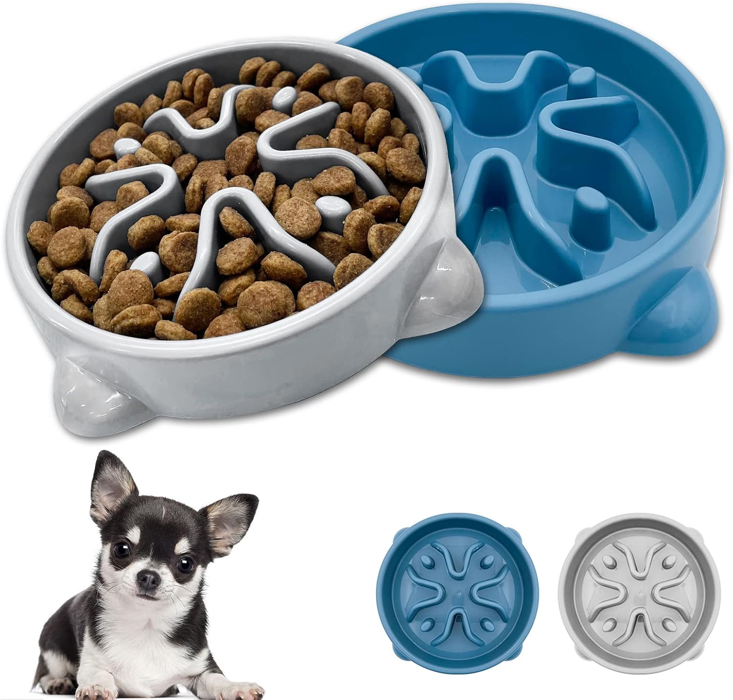 Vannon 2 Pack Slow Feeder Dog Bowls Non Slip Puppy Bowl Durable Dog Puzzle Feeder Bloat Stop Dog Food Bowls for Puppy and Small Dogs, BPA Free, 1 Cup - 1