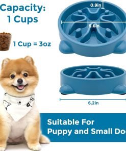 Vannon 2 Pack Slow Feeder Dog Bowls Non Slip Puppy Bowl Durable Dog Puzzle Feeder Bloat Stop Dog Food Bowls for Puppy and Small Dogs, BPA Free, 1 Cup - 2