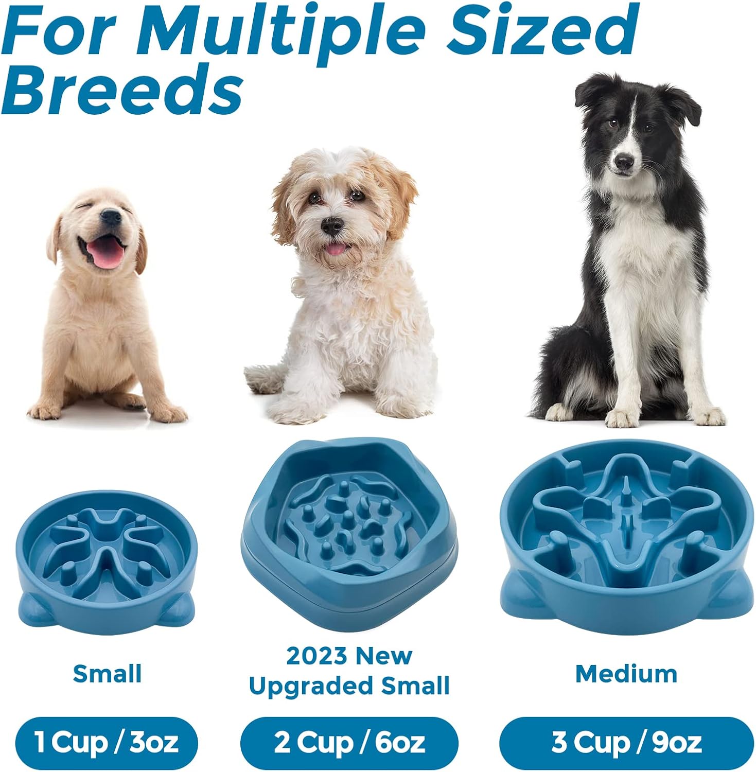 Vannon 2 Pack Slow Feeder Dog Bowls Non Slip Puppy Bowl Durable Dog Puzzle Feeder Bloat Stop Dog Food Bowls for Puppy and Small Dogs, BPA Free, 1 Cup - 5