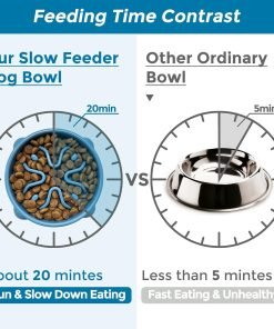 Vannon 2 Pack Slow Feeder Dog Bowls Non Slip Puppy Bowl Durable Dog Puzzle Feeder Bloat Stop Dog Food Bowls for Puppy and Small Dogs, BPA Free, 1 Cup - 6