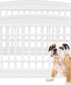 IRIS USA Dog Playpen, 4-Panel 24 Pet Playpen, Puppy Playpen, Indoor-Outdoor Dog Pen, 35 x 35 x 24, Foldable, Fold It Down, Easy Storing, Customizable, White - 1