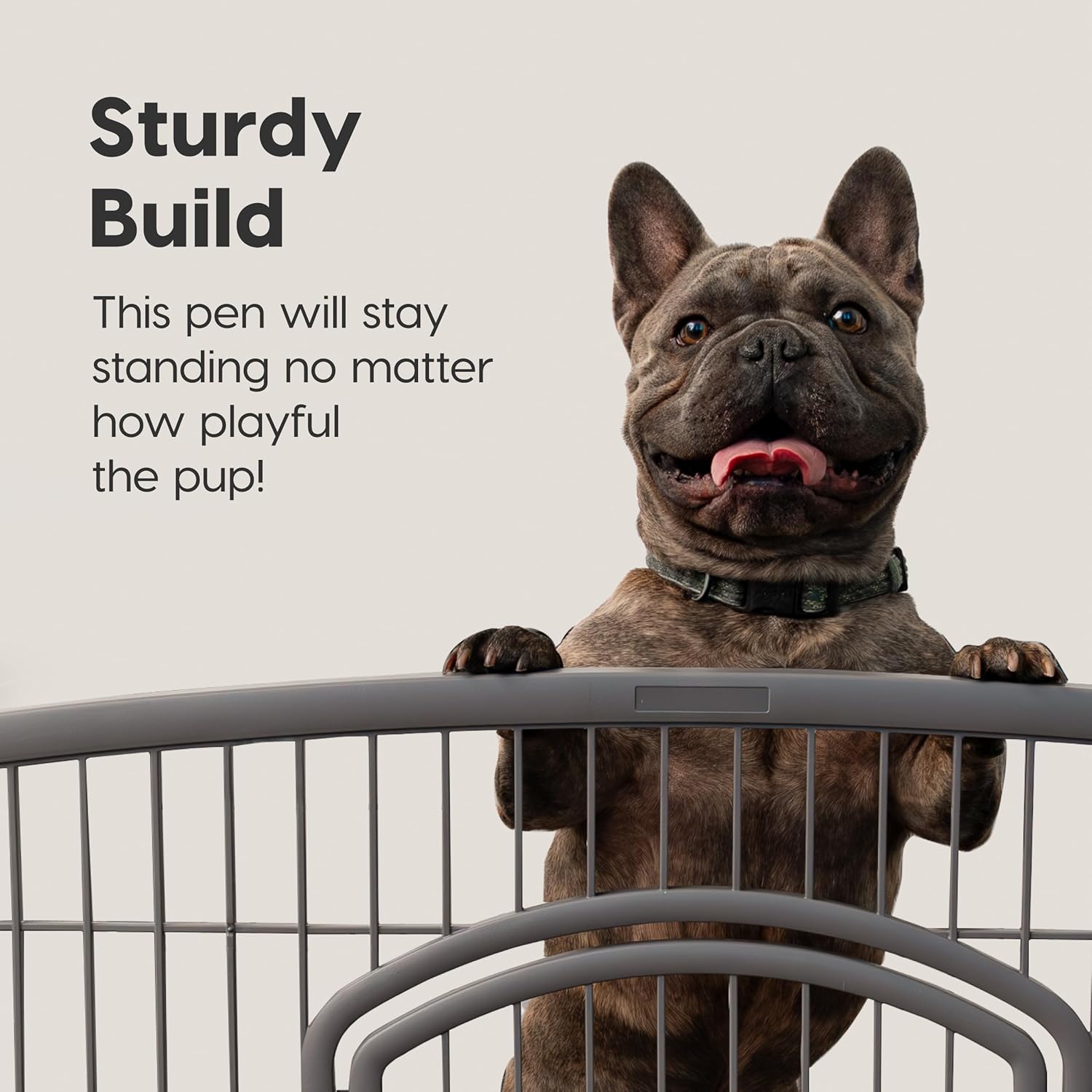 IRIS USA Dog Playpen, 4-Panel 24 Pet Playpen with Door, Puppy Playpen, Indoor-Outdoor Dog Pen, 35 x 35 x 24, Foldable, Customizable, Dark Gray - 4