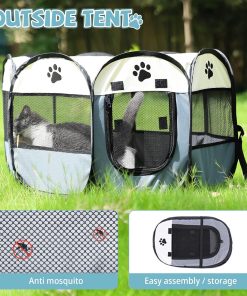Portable Pet Playpen, Dog Playpen Foldable Pet Exercise Pen Tents Dog House Playground for Puppy Dog-Cat Indoor Outdoor Travel Camping Use - 6