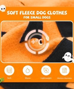 Dog Halloween Sweater Soft Fleece Puppy Cat Fall Winter Clothes Cute Pumpkin Halloween Dog Costumes with Sleeves Funny Doggie Outfits for Kitten Small Dogs Chihuahua Party Apparel - 3