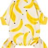 Fitwarm Banana Dog Pajamas, Warm Dog Onesie, Dog Clothes for Small Dogs Girl Boy, Lightweight Velvet Pet Jumpsuit, Cat Outfit, Beige, Yellow, Small - 1