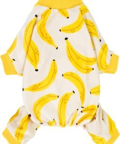 Fitwarm Banana Dog Pajamas, Warm Dog Onesie, Dog Clothes for Small Dogs Girl Boy, Lightweight Velvet Pet Jumpsuit, Cat Outfit, Beige, Yellow, Small - 1