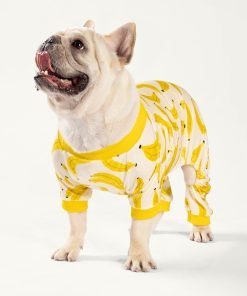Fitwarm Banana Dog Pajamas, Warm Dog Onesie, Dog Clothes for Small Dogs Girl Boy, Lightweight Velvet Pet Jumpsuit, Cat Outfit, Beige, Yellow, Small - 2