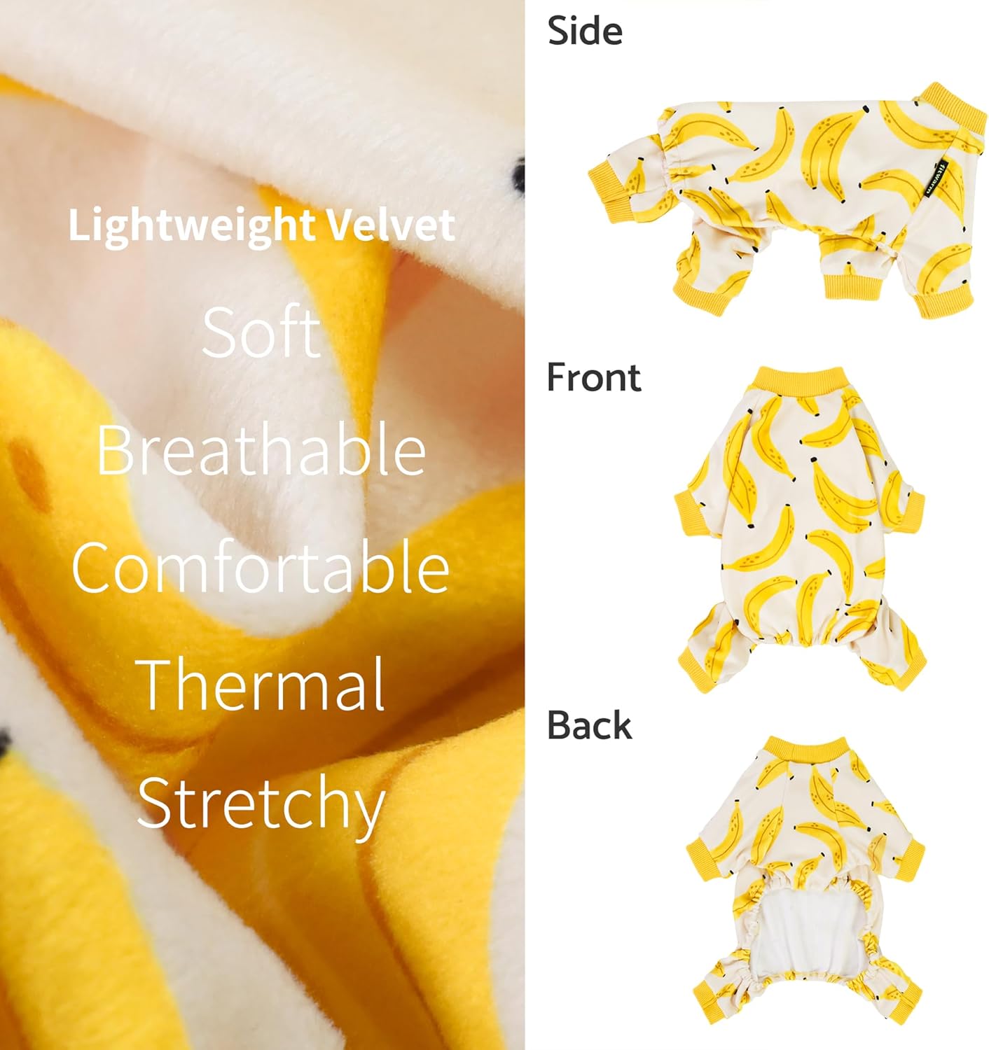 Fitwarm Banana Dog Pajamas, Warm Dog Onesie, Dog Clothes for Small Dogs Girl Boy, Lightweight Velvet Pet Jumpsuit, Cat Outfit, Beige, Yellow, Small - 4 Fitwarm Banana Dog Pajamas, Warm Dog Onesie, Dog Clothes for Small Dogs Girl Boy, Lightweight Velvet Pet Jumpsuit, Cat Outfit, Beige, Yellow, Small - 4