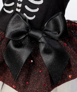Fitwarm Halloween Skeleton Dog Dress, Funny Dog Halloween Costumes, Doggy Clothes for Small Dogs Girl, Pet Apparel, Black, Red, White, XS - 7