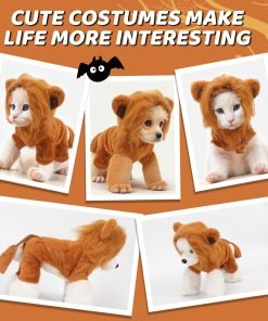 Halloween Dog Lion Costume Lion Mane Pet Cat Clothes Funny Puppy Lion Hoodie Outfits for Small Medium Dogs Cats Chihuahua Yorkie Party Cosplay (Lion, Small) - 2