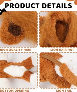 Halloween Dog Lion Costume Lion Mane Pet Cat Clothes Funny Puppy Lion Hoodie Outfits for Small Medium Dogs Cats Chihuahua Yorkie Party Cosplay (Lion, Small) - 3