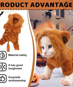 Halloween Dog Lion Costume Lion Mane Pet Cat Clothes Funny Puppy Lion Hoodie Outfits for Small Medium Dogs Cats Chihuahua Yorkie Party Cosplay (Lion, Small) - 4