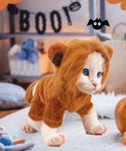 Halloween Dog Lion Costume Lion Mane Pet Cat Clothes Funny Puppy Lion Hoodie Outfits for Small Medium Dogs Cats Chihuahua Yorkie Party Cosplay (Lion, Small) - 5