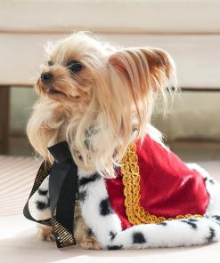 Lovelyshop pet Serial Lux Fur Red Cat Dog Cloak for Halloween Costumes, King Queen Prince and Princess Cosplay-XS - 1