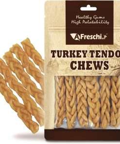 Afreschi Turkey Tendon for Dogs, Dog Treats for Classic Series, All Natural Human Grade Dog Treat, Suitable for Training chew, Ingredient Sourced from USA, Rawhide Alternative, Braided Stick - 1
