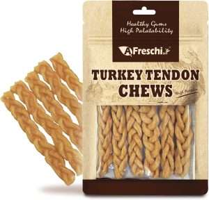 Afreschi Turkey Tendon for Dogs, Dog Treats for Classic Series, All Natural Human Grade Dog Treat, Suitable for Training chew, Ingredient Sourced from USA, Rawhide Alternative, Braided Stick - 1