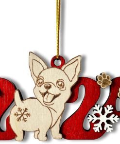 Chihuahua Dog 2024 Christmas Ornament - Adorable Wooden Holiday Decoration for Chihuahua Lovers - 2024 Chihuahua Dog Christmas Tree Ornament