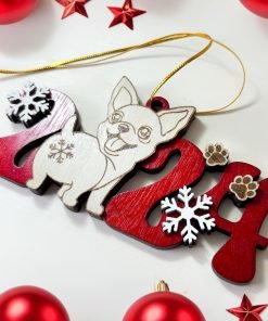 Chihuahua Dog 2024 Christmas Ornament - Adorable Wooden Holiday Decoration for Chihuahua Lovers - 2024 Chihuahua Dog Christmas Tree Ornament 3