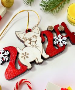 Chihuahua Dog 2024 Christmas Ornament - Adorable Wooden Holiday Decoration for Chihuahua Lovers - 2024 Chihuahua Dog Christmas Tree Ornament 4