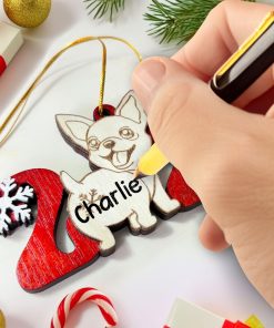 Chihuahua Dog 2024 Christmas Ornament - Adorable Wooden Holiday Decoration for Chihuahua Lovers - 2024 Chihuahua Dog Christmas Tree Ornament 6