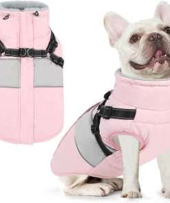 AOFITEE Small Dog Coat, Dog Winter Coat, Dog Coat with Harness Built in, Warm Dog Jacket with Zipper & Fleece Collar, Waterproof Dog Puffer Jacket Dog Sweater for Small Dogs - 1