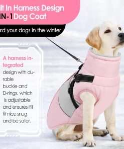 AOFITEE Small Dog Coat, Dog Winter Coat, Dog Coat with Harness Built in, Warm Dog Jacket with Zipper & Fleece Collar, Waterproof Dog Puffer Jacket Dog Sweater for Small Dogs - 5