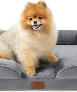 Bedsure Orthopedic Dog Bed - Bolster Dog Sofa Beds for Small Dogs, Supportive Foam Pet Bed with Removable Washable Cover, Waterproof Lining and Nonskid Bottom Couch, Grey - 1