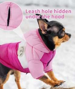 FUAMEY Dog Winter Coat,Puppy Puffer Jacket Warm Padded Pet Snow Vest Cute Windproof Dog Clothes Doggy Warm Waterproof Outdoor Lightweight Small Dog Hoodie - 4