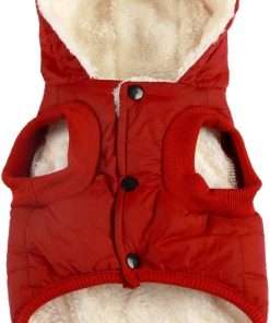 Fleece Lining Extra Warm Dog Hoodie in Winter,Small Dog Jacket Puppy Coats with Hooded,Red XS - 1