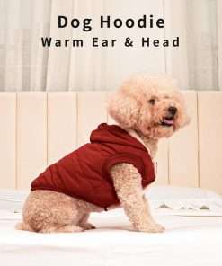 Fleece Lining Extra Warm Dog Hoodie in Winter,Small Dog Jacket Puppy Coats with Hooded,Red XS - 9