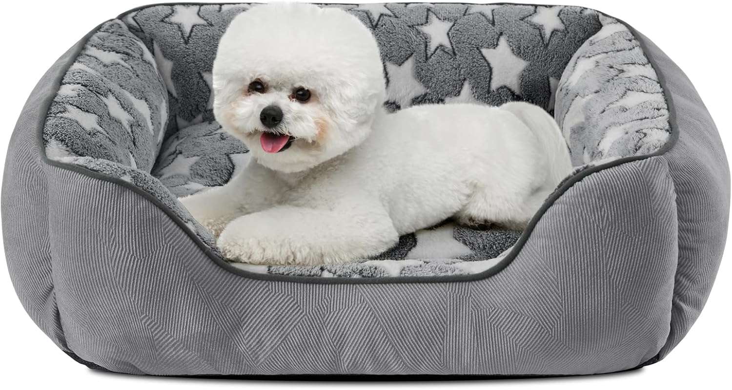 SIWA MARY Rectangle Dog Bed for Small Medium Dogs, Calming Dog Bed Small Size Dog, Orthopedic Dog Sofa Bed, Washable Soft Calming Sleeping Dog Soft Puppy Bed, Anti-Slip Bottom - 1