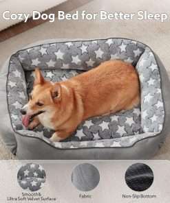 SIWA MARY Rectangle Dog Bed for Small Medium Dogs, Calming Dog Bed Small Size Dog, Orthopedic Dog Sofa Bed, Washable Soft Calming Sleeping Dog Soft Puppy Bed, Anti-Slip Bottom - 5