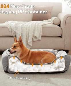 SIWA MARY Rectangle Dog Bed for Small Medium Dogs, Calming Dog Bed Small Size Dog, Orthopedic Dog Sofa Bed, Washable Soft Calming Sleeping Dog Soft Puppy Bed, Anti-Slip Bottom - 6