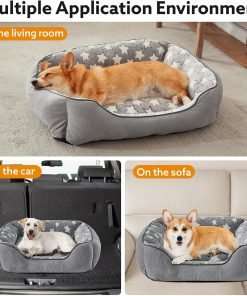SIWA MARY Rectangle Dog Bed for Small Medium Dogs, Calming Dog Bed Small Size Dog, Orthopedic Dog Sofa Bed, Washable Soft Calming Sleeping Dog Soft Puppy Bed, Anti-Slip Bottom - 7