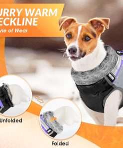 SlowTon Dog Jacket with Harness Built in, Waterproof Fleece Winter Warm Dog Coats for Small Medium Dogs, Reflective Adjustable Furry Puppy Vest Clothes for Outdoor Walking - 5