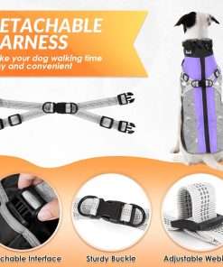 SlowTon Dog Jacket with Harness Built in, Waterproof Fleece Winter Warm Dog Coats for Small Medium Dogs, Reflective Adjustable Furry Puppy Vest Clothes for Outdoor Walking - 6