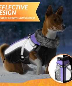 SlowTon Dog Jacket with Harness Built in, Waterproof Fleece Winter Warm Dog Coats for Small Medium Dogs, Reflective Adjustable Furry Puppy Vest Clothes for Outdoor Walking - 7