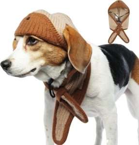 BRKURLEG Dog Hat, Adjustable Winter Knit Dog Hats Soft Pet Hat with Ear Holes, Cute Pet Christmas Hats Halloween Party Costume Head Wear Accessories, Warm Dog Hats - 1