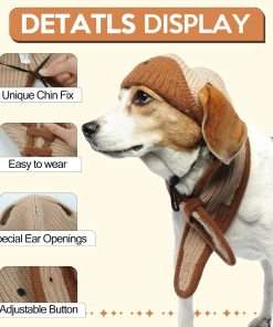 BRKURLEG Dog Hat, Adjustable Winter Knit Dog Hats Soft Pet Hat with Ear Holes, Cute Pet Christmas Hats Halloween Party Costume Head Wear Accessories, Warm Dog Hats - 4
