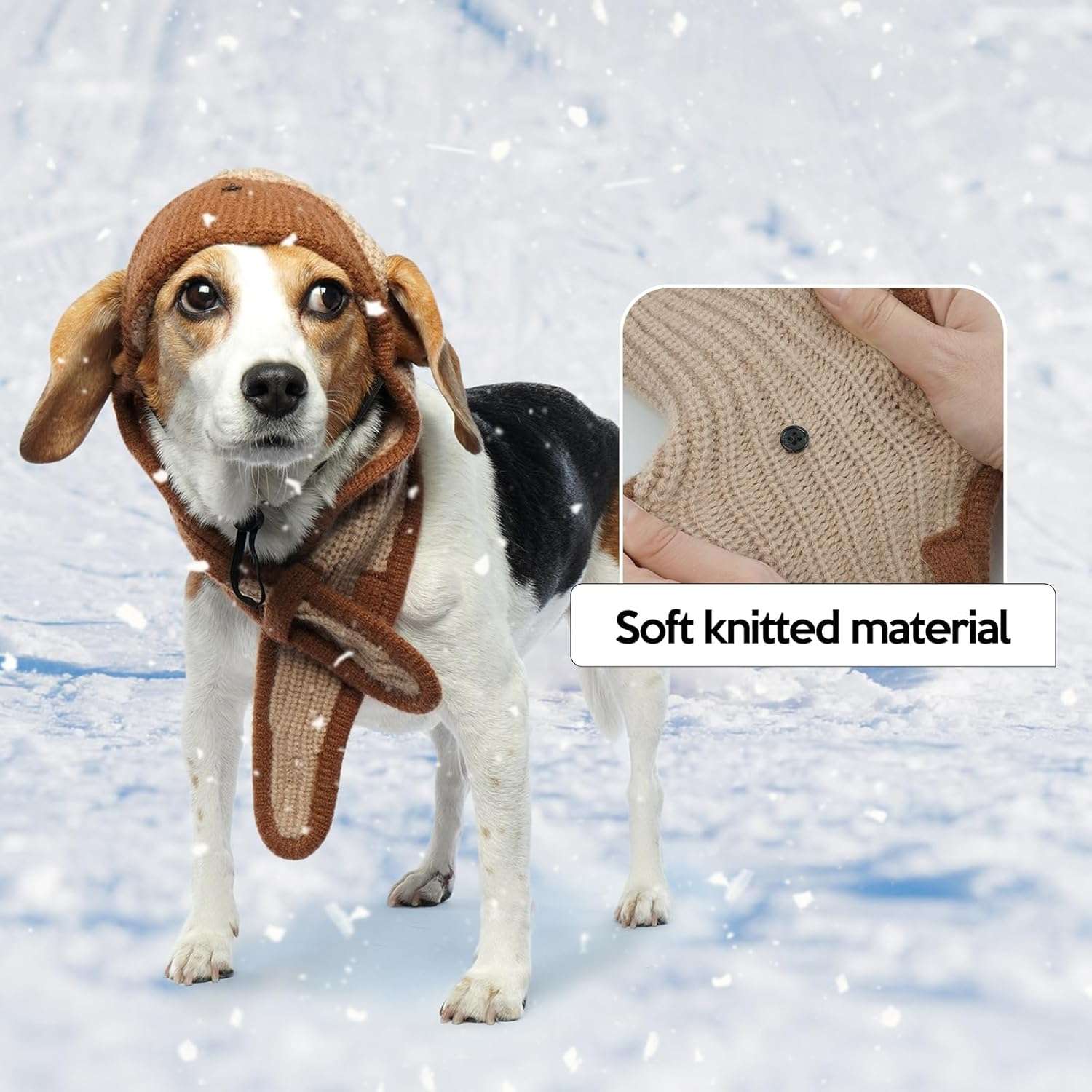 BRKURLEG Dog Hat, Adjustable Winter Knit Dog Hats Soft Pet Hat with Ear Holes, Cute Pet Christmas Hats Halloween Party Costume Head Wear Accessories, Warm Dog Hats - 6