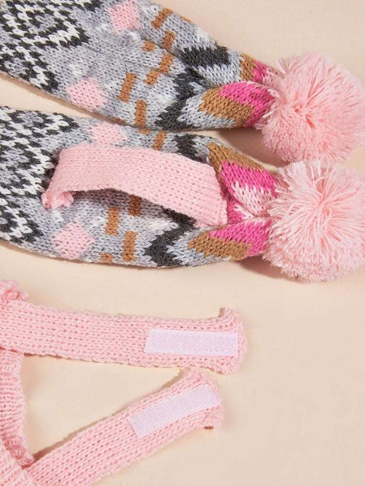 Dog Hat & Scarf Set, Dog Knitted Hat Pet Christmas Winter Warm Caps Cute Accessories Neck Ear Warmer Hood Warm Scarf Party Decoration for Pet Cat and Dog fit for Small A-pink diamond Small - 5