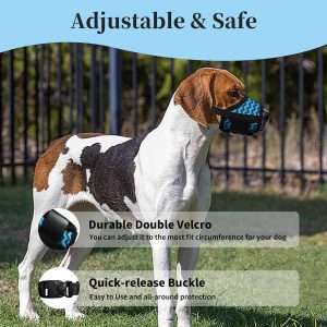 Dog Muzzle, Comfortable Air Mesh Breathable Muzzle Wavy Stripe Adjustable Drinkable Loop Pattern Pets Muzzles for Extra Small Dogs, Stop Biting Barking and Chewing for Pomeranian Blue XS - 2