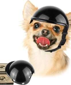 Enjoying Pet Helmet, Hard Hat for Small Dogs, Motorcycle-Bike Hat for Cat, Outdoor Riding Puppy Cap, Black, Small - 1