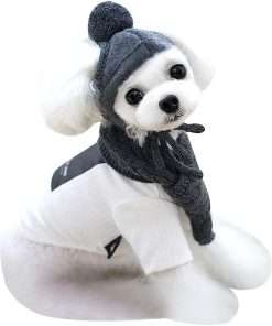 Goclothod Pet Dog Knitted Scarf and Hat Set Winter Neck Ear Warmer - 1